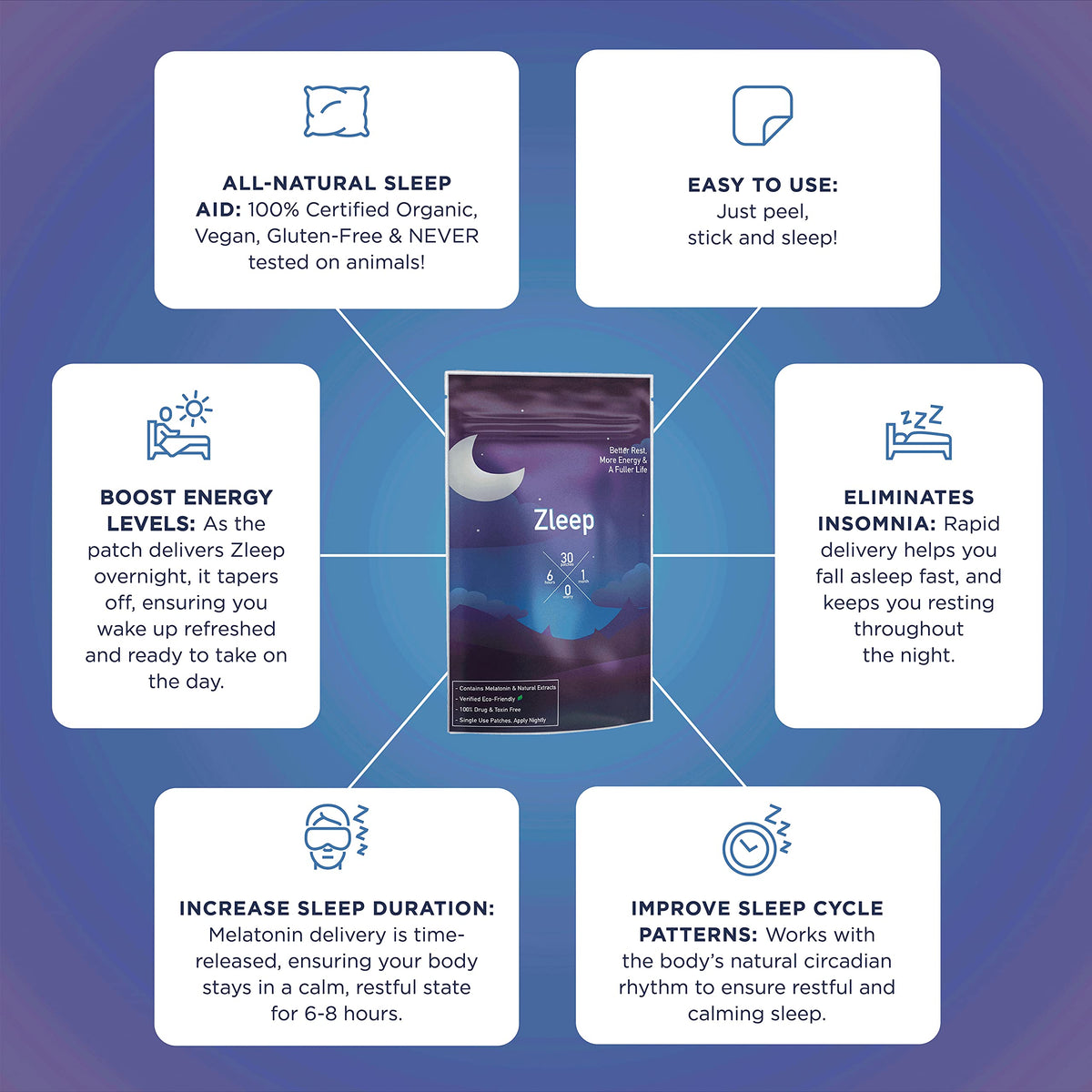 Zleep New Sleep Patches w/Dream Complex and Melatonin to Promote