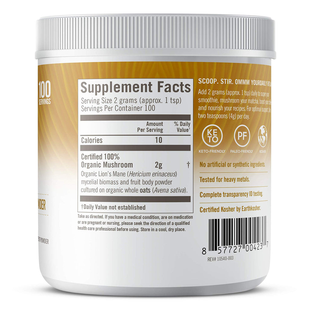 OM Mushroom Lion's Mane Powder for Focus & Memory - 200g - image 3