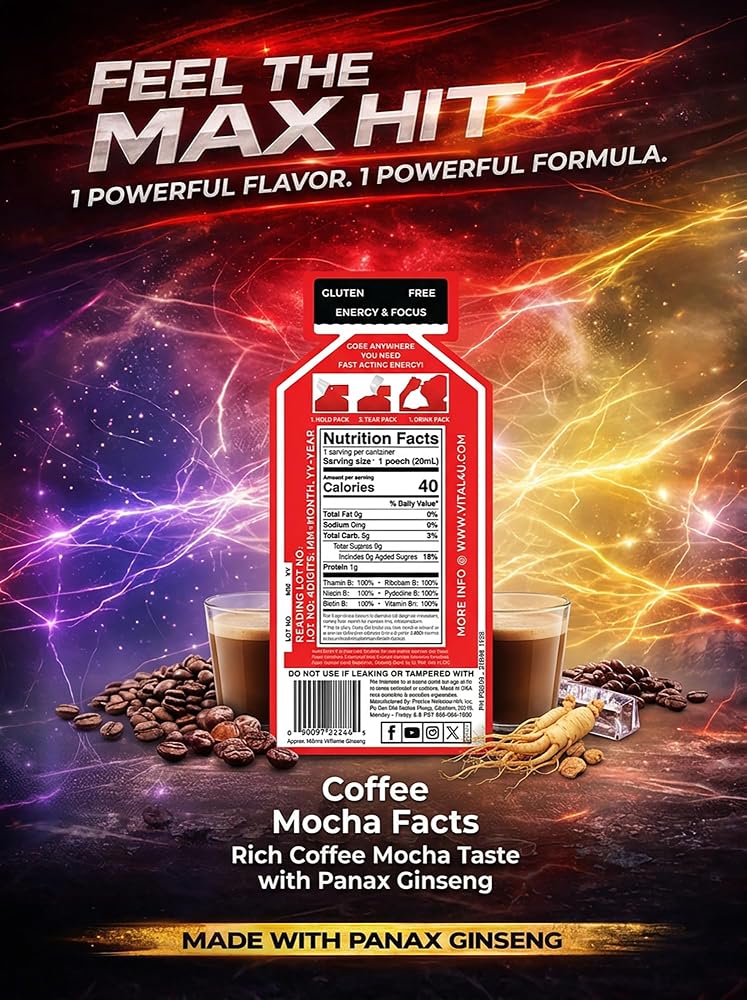 VITAL 4U Screamin Energy Max Hit Coffee Mocha Energy Shots - 24 Count - image 2