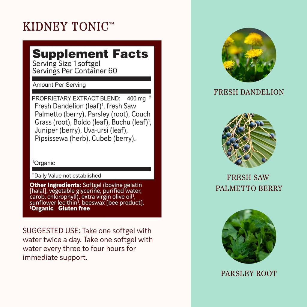 Herbs Etc. Kidney Tonic Softgels, Organic & Gluten-Free - 60 Softgels - image 4