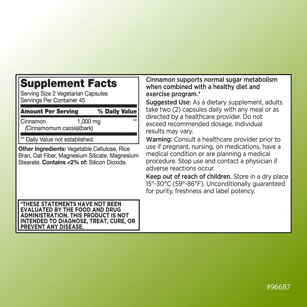 Quality Choice Cinnamon 500 mg Vegetarian Capsules