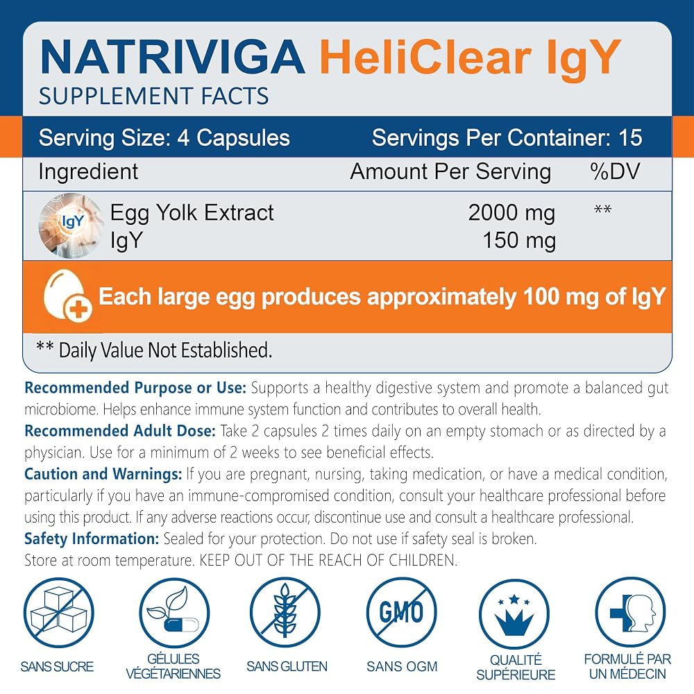 Natriviga Heliclear IgY Hyperimmune Immunoglobulins - 60 Capsules - image 2