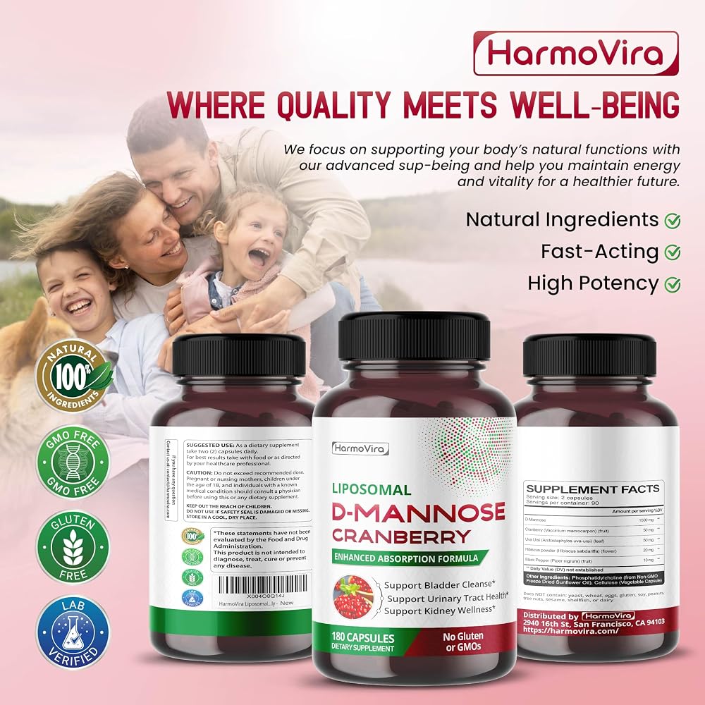 HarmoVira Liposomal D-Mannose 5-in-1 for Urinary Wellness - 180 Capsules - image 8