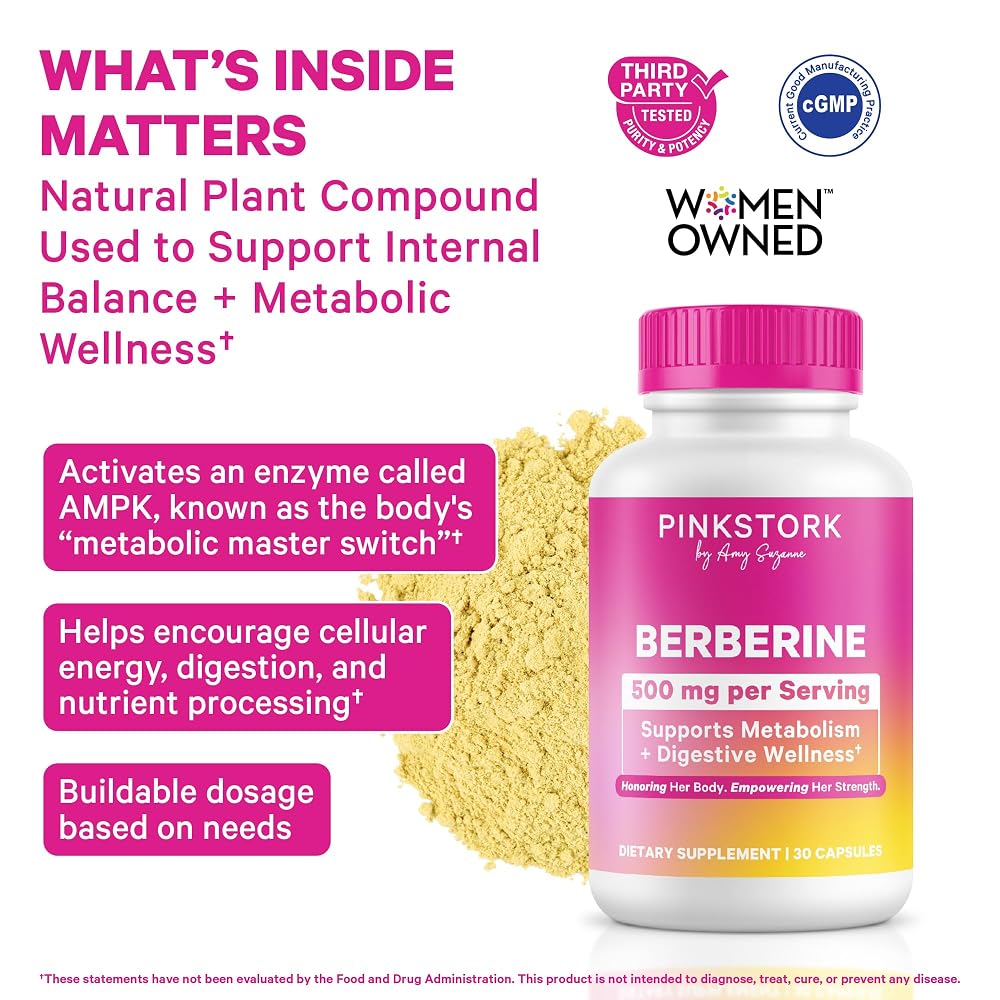 Pink Stork Berberine 500 mg Metabolic Activator - 30 Vegetarian Capsules - image 2