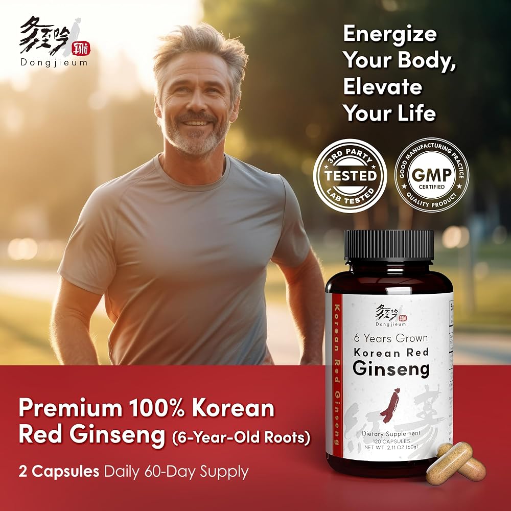Dongjieum Korean Red Ginseng 6-Year Root - 120 Vegan Capsules - image 2