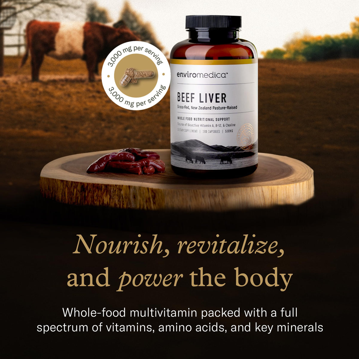 Enviromedica Grass Fed Beef Liver Capsules - 180 Count - image 2