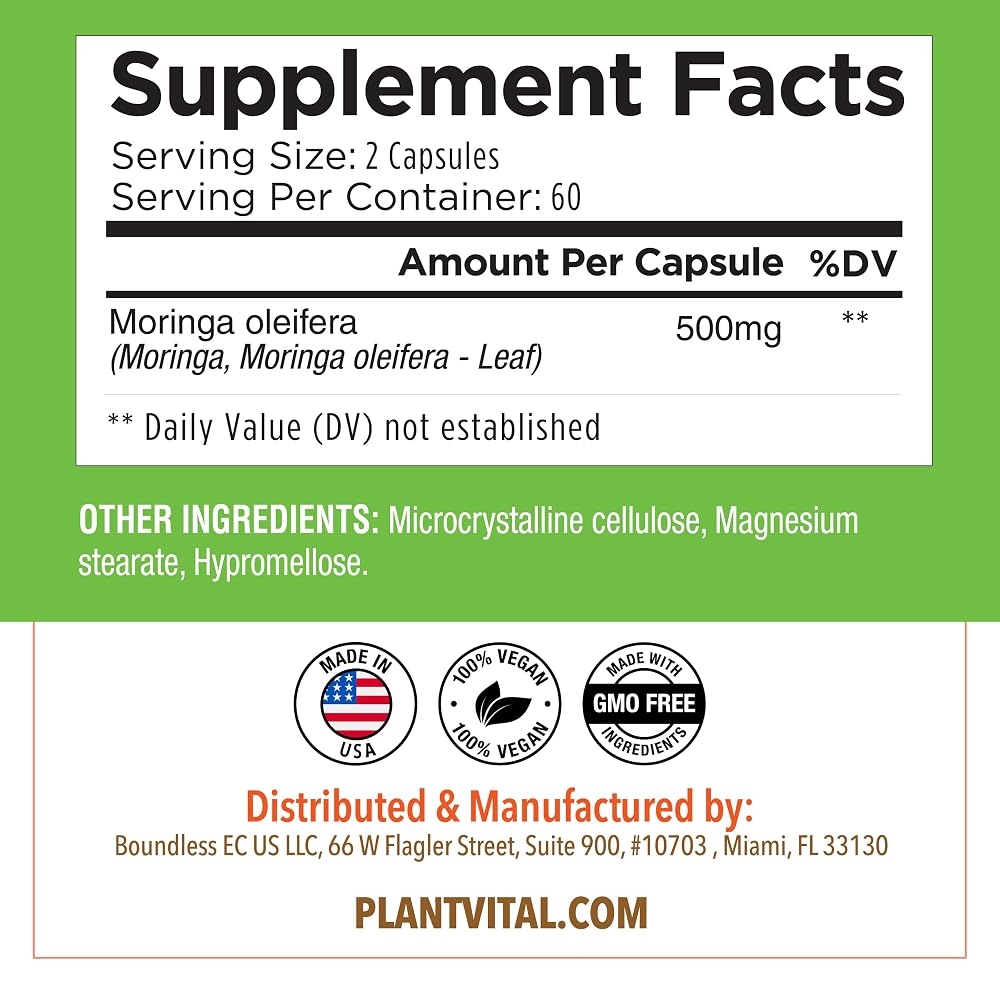 Plantvital Organic Moringa Capsules for Breastfeeding - 120 Capsules - image 8
