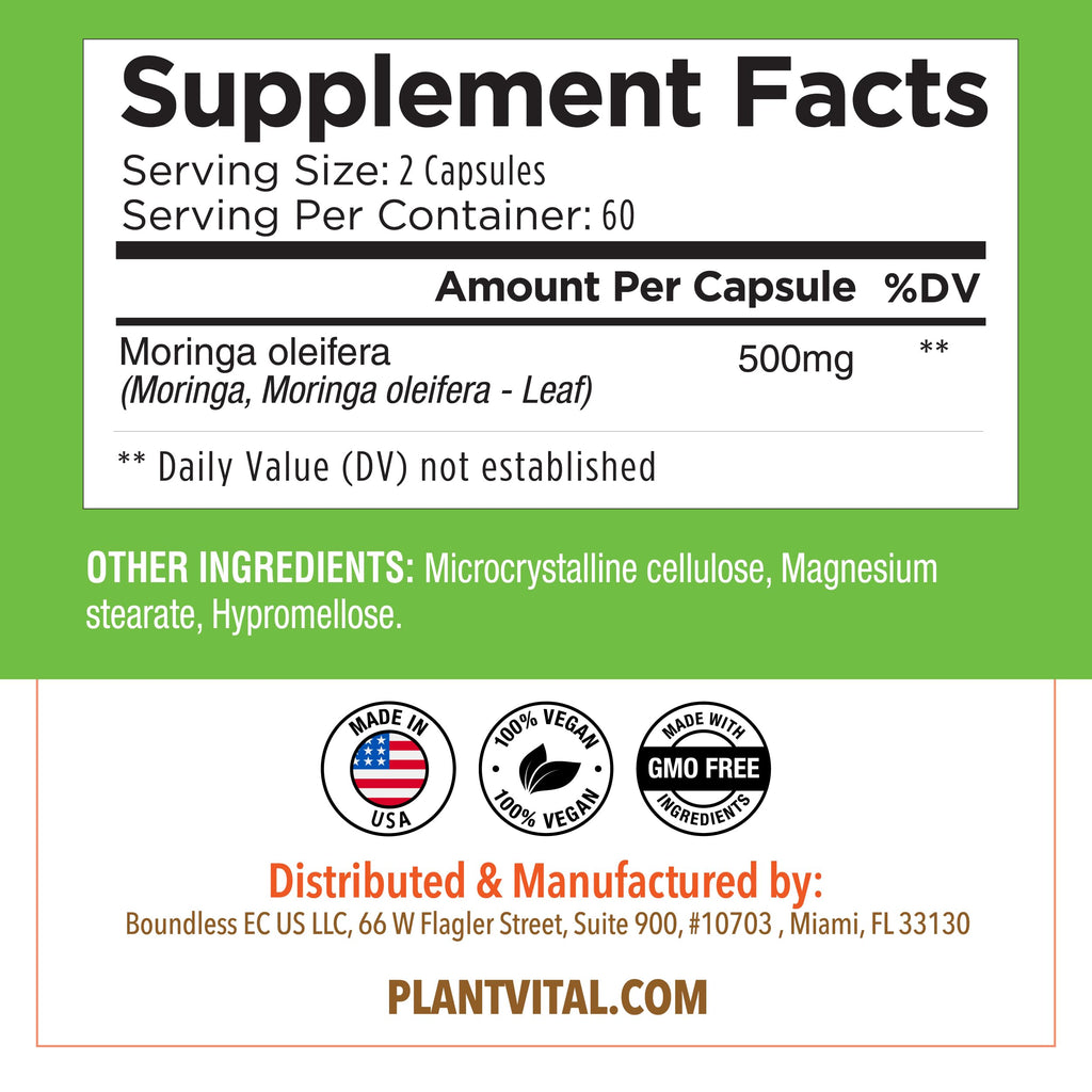 Plantvital Organic Moringa Capsules for Breastfeeding - 120 Capsules - image 8