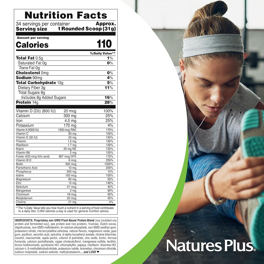 NaturesPlus SPIRU-TEIN Chocolate Peanut Butter Plant-Based Protein Powder - image 5