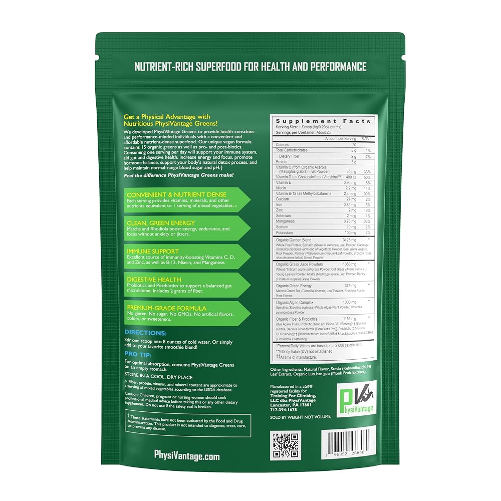 PhysiVantage Organic Greens Powder for Energy & Immunity - 25 Servings - image 7