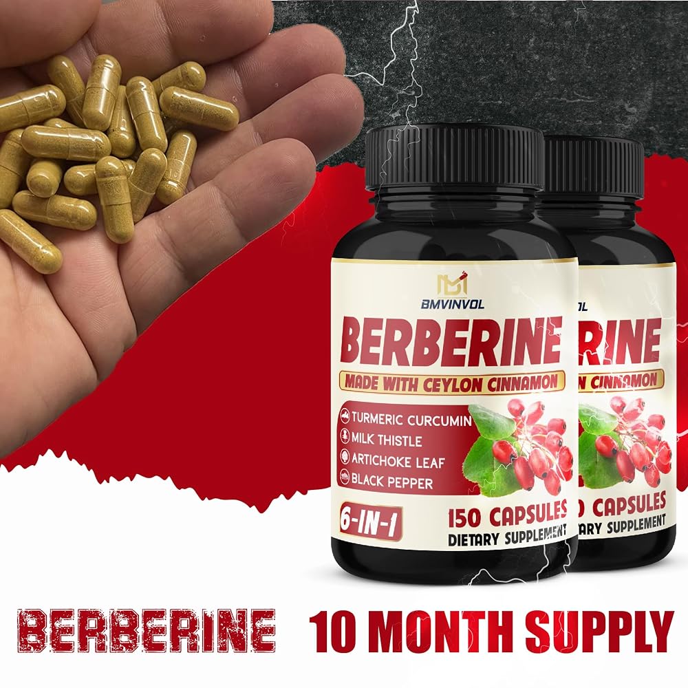 BMVINVOL Berberine HCl with Ceylon Cinnamon Supplement - 300 Capsules - image 7