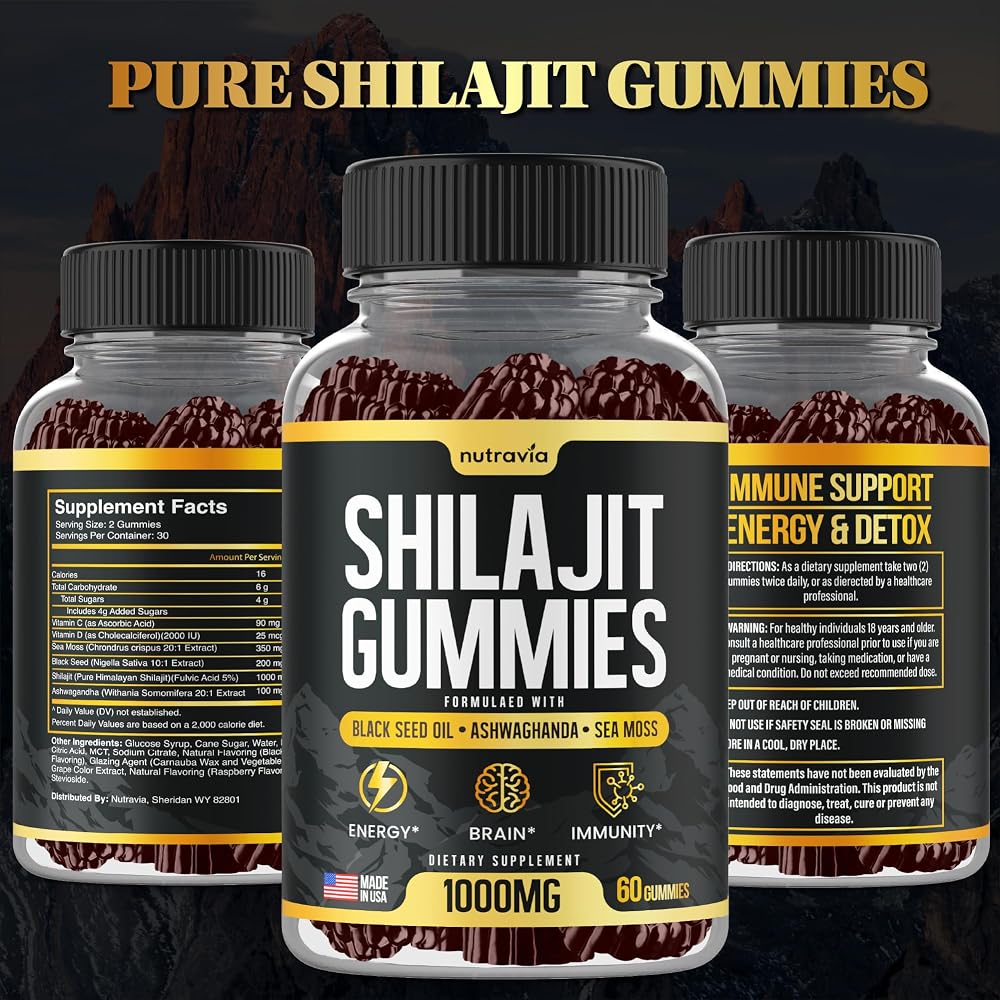 Nutravia Shilajit Gummies with Sea Moss & Ashwagandha - 60 Gummies - image 6