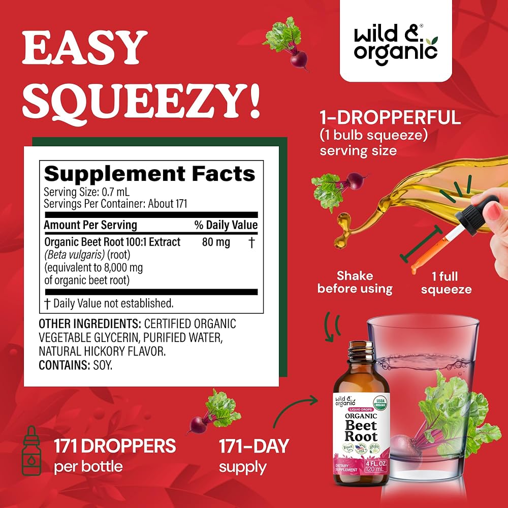 Wild & Organic Beet Root Extract Drops Energy Support - 4 fl oz - image 3