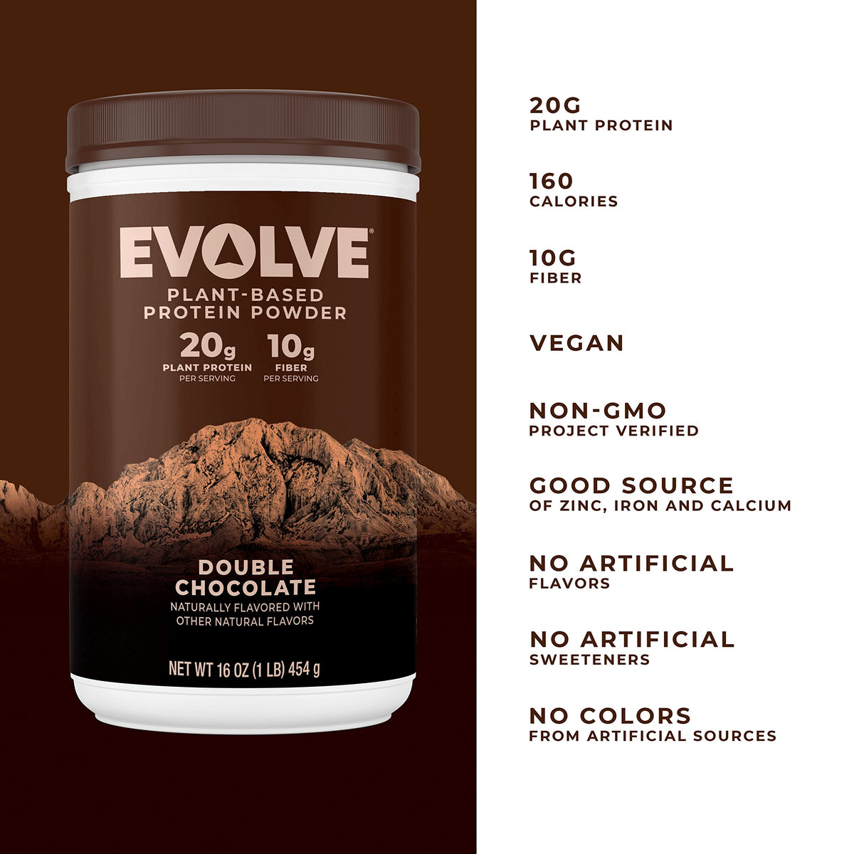 Evolve Protein Powder Classic Chocolate Plant-Based - 1 Lb - image 2