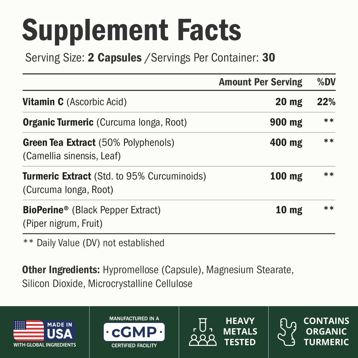 Vimerson Health Turmeric Curcumin with Green Tea Extract - 60 Capsules - image 2