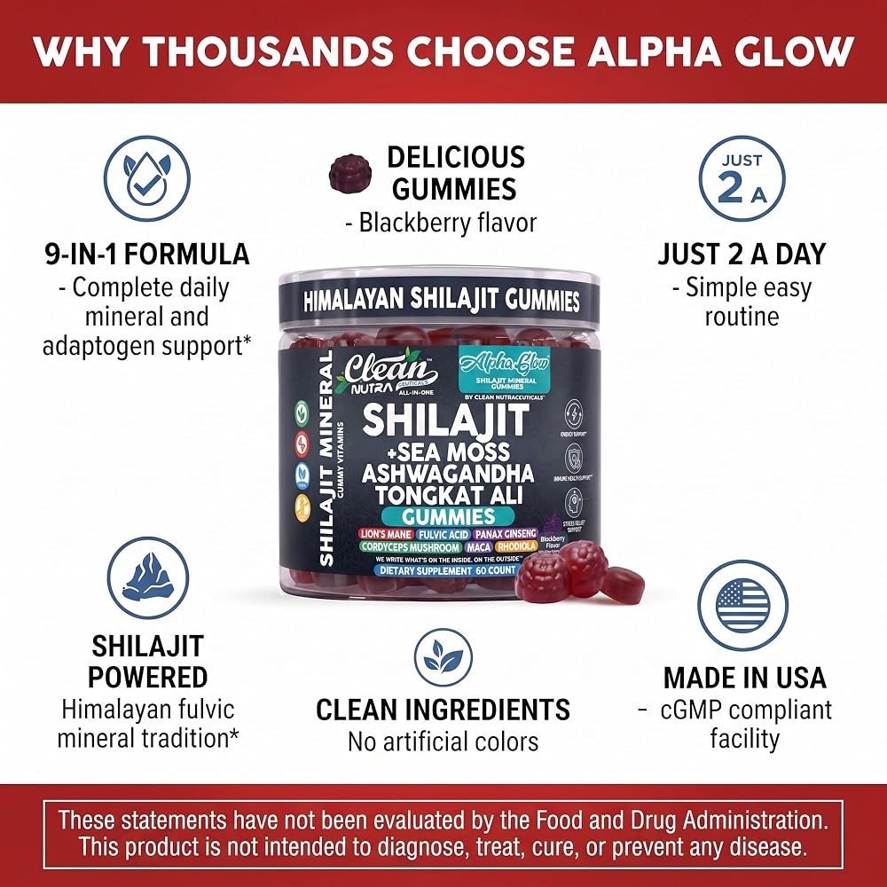 Clean Nutraceuticals Alpha Glow Shilajit Gummies - 60 Count - image 9