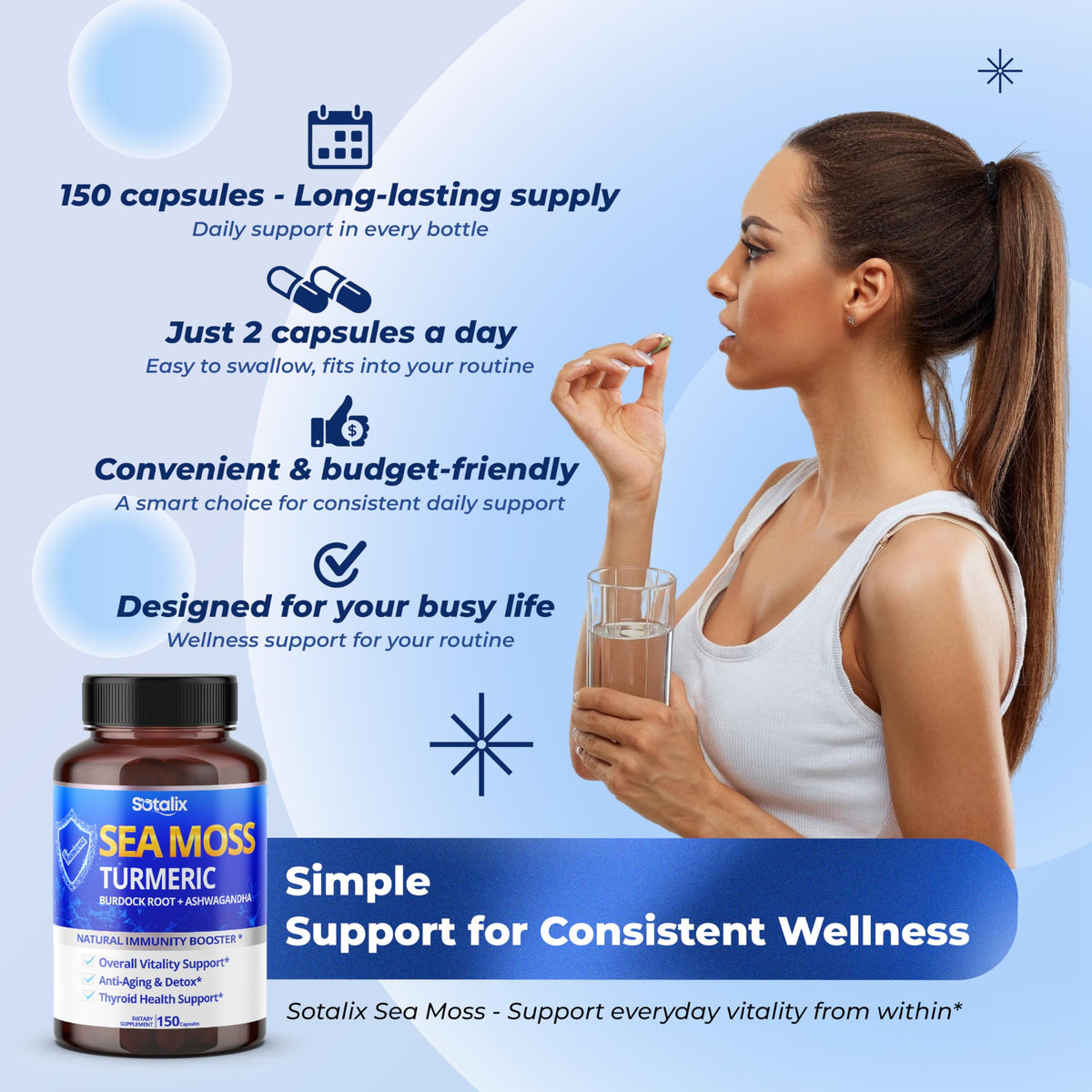 Sotalix Sea Moss Complex 8-in-1 with Turmeric & Ashwagandha - 150 Capsules - image 6