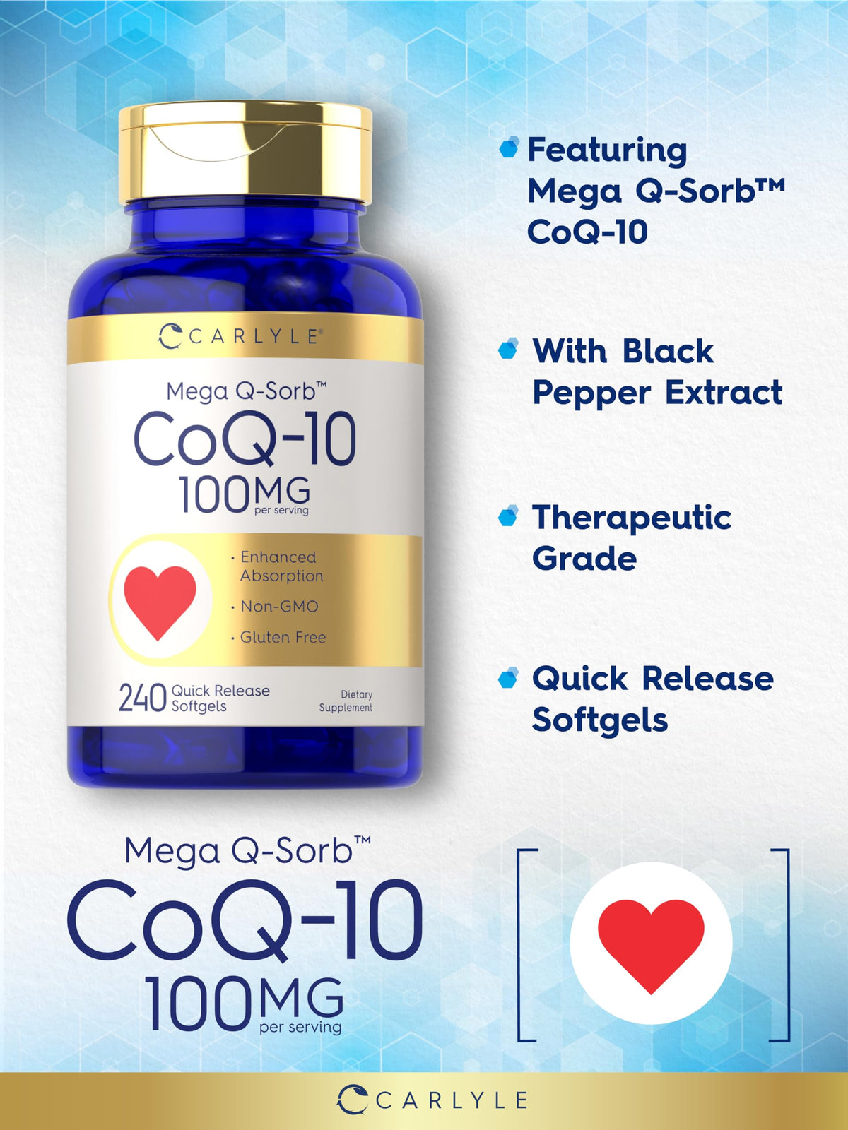 Carlyle CoQ10 100mg Softgels - 240 Count - image 4
