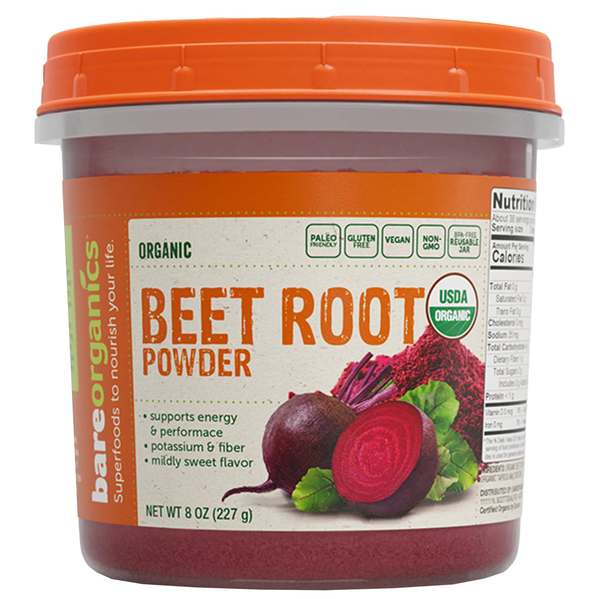 BareOrganics Beet Root Powder Organic Superfood - 8 oz
