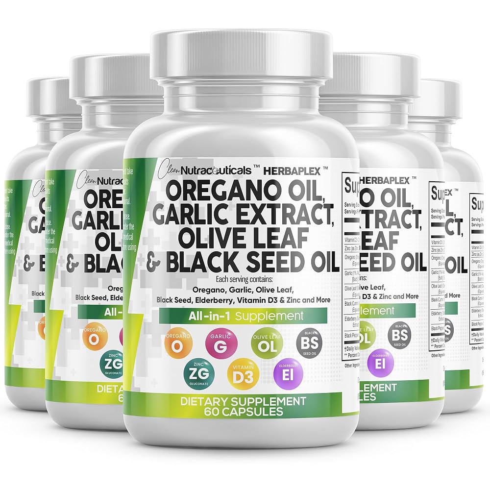 Clean Nutraceuticals Oregano Oil Supplement for Immune Support - 60 Capsules