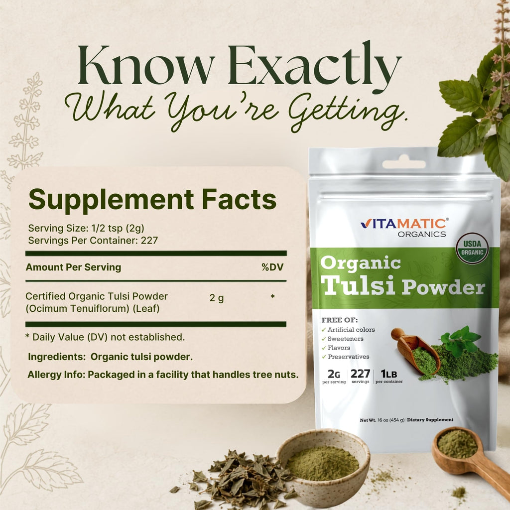 Vitamatic Certified USDA Organic Tulsi Powder - 16 Ounces - image 2