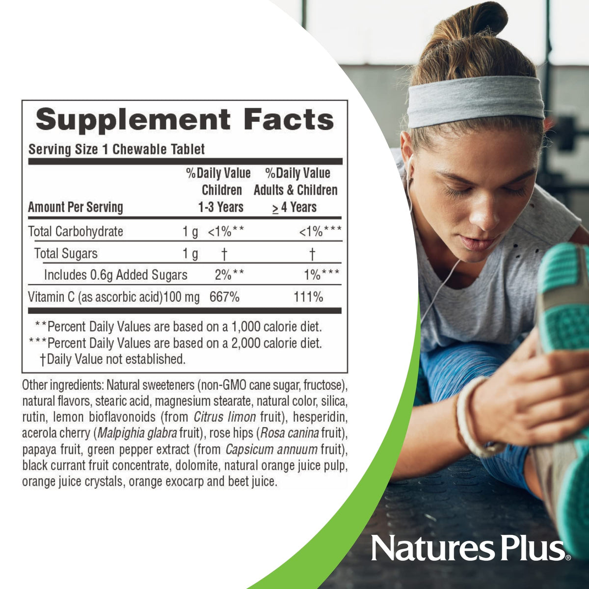 NaturesPlus Orange Juice Jr. Vitamin C 100 mg - 180 Tablets - image 5