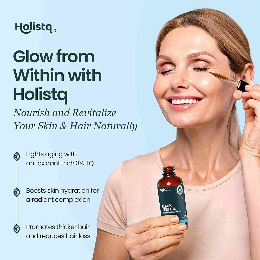 HOLISTQ Black Seed Oil Drops, Organic Cold Pressed, 3% Thymoquinone - image 4