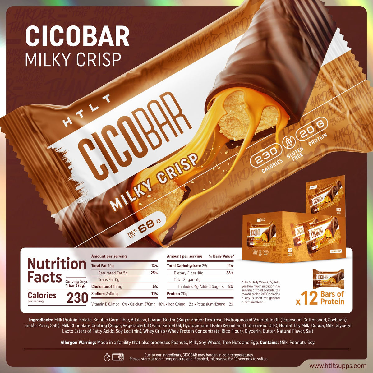 HTLT Supps CICO Protein Bar Milky Crisp - 12 Pack - image 3