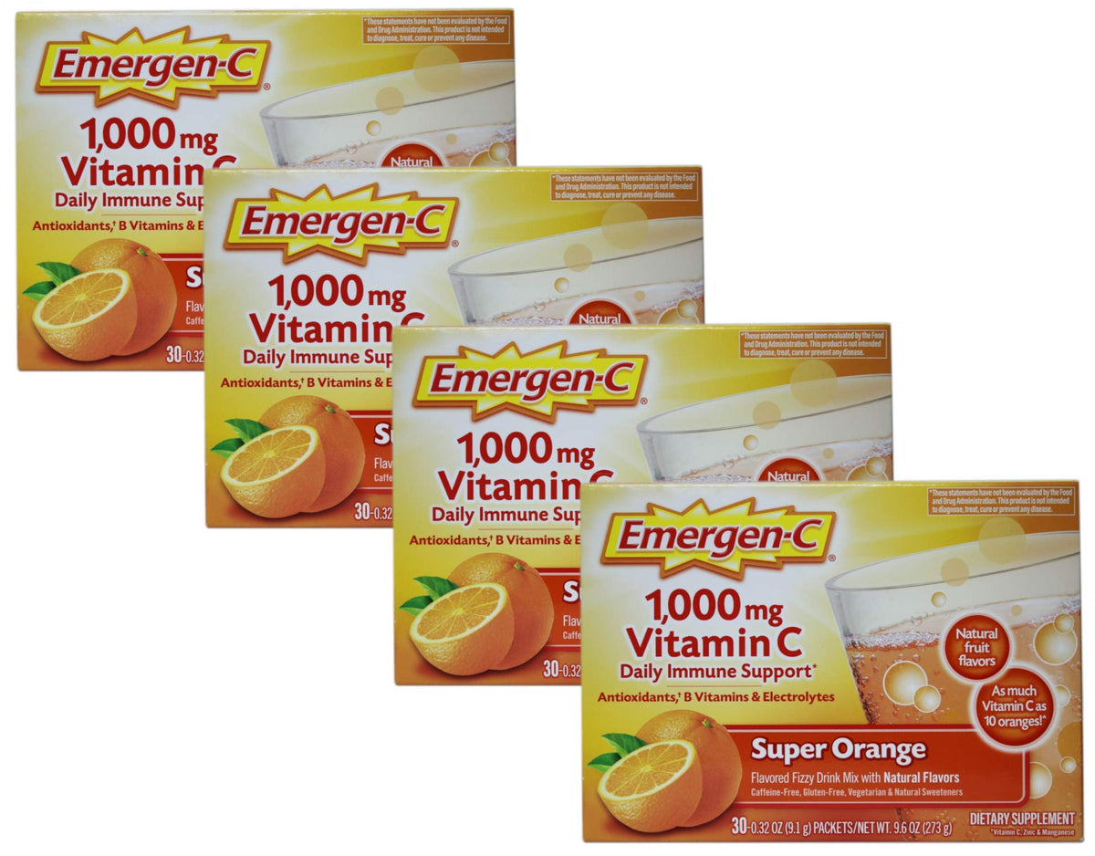 Alacer Emergen-C Vitamin C Fizzy Drink Mix Super Orange - 120 Packets
