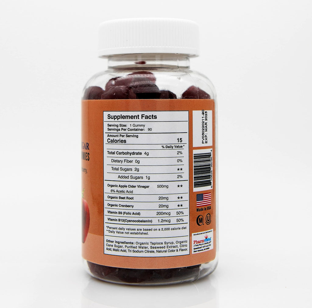 Pharmvista Apple Cider Vinegar Gummies Energy Metabolism - 90 Count - image 2