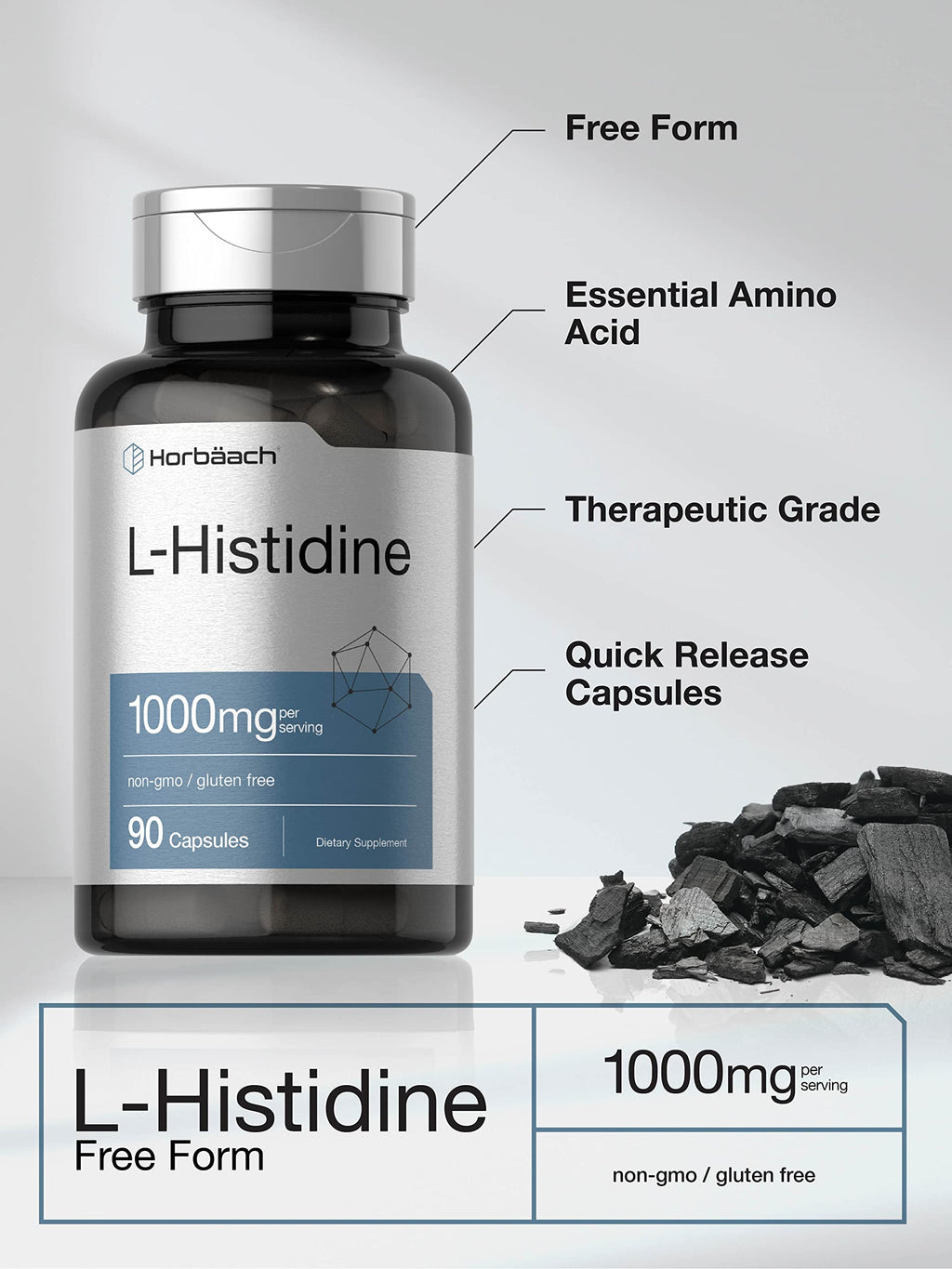 Horbäach L-Histidine 1000mg - 90 Capsules - image 3