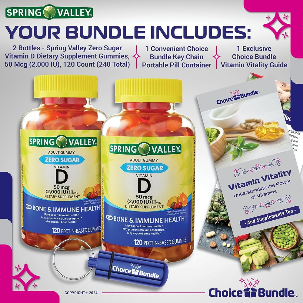 Choice Bundle Spring Valley Vitamin D 50 mcg Gummies - 240 Count - image 2