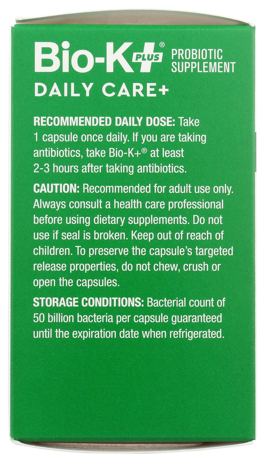 Bio-K + Daily Care Plus Probiotic Supplement Capsules for Adult Men