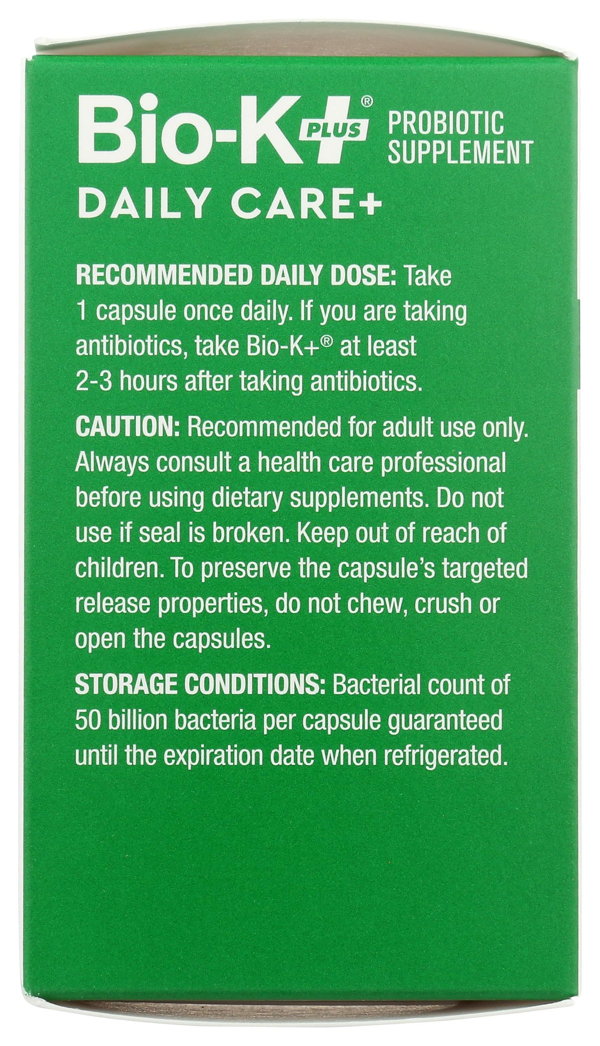 Bio-K + Daily Care Plus Probiotic Supplement Capsules for Adult Men