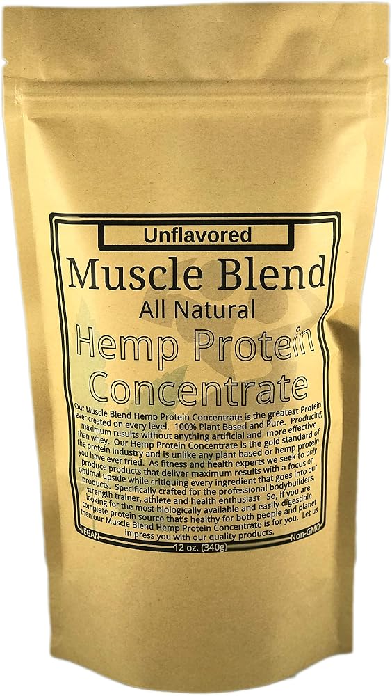 Muscle Blend Hemp Protein Concentrate Powder Raw Vegan - 12 oz - image 2