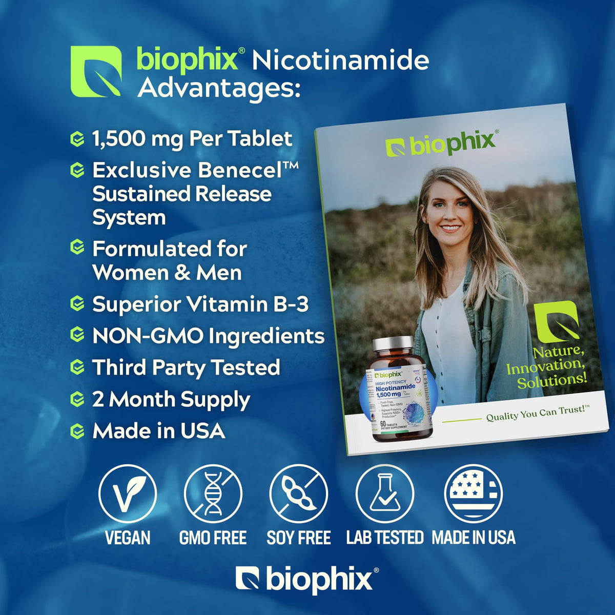 biophix B-3 Nicotinamide 1500 mg Vitamin - 60 Tablets - image 3