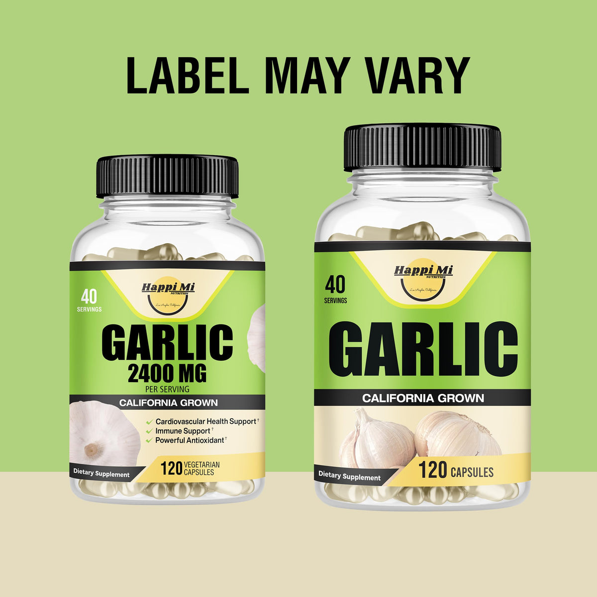 Happi Mi Nutrition Garlic Capsules 2400mg Immune Support - 120 Count - image 2