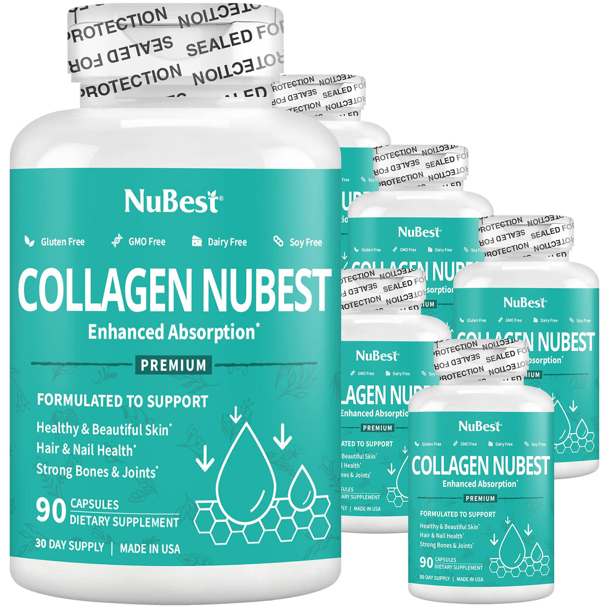 NuBest Collagen Peptides 1500 mg for Hair, Skin & Nails - 540 Capsules