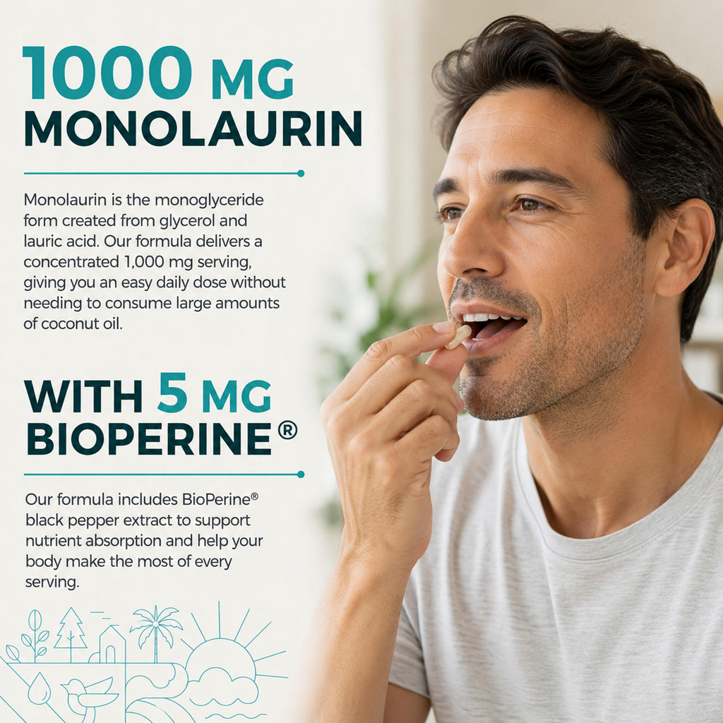 Eleva Nutrition Monolaurin 1000mg Capsules with BioPerine - 240 Count - image 5