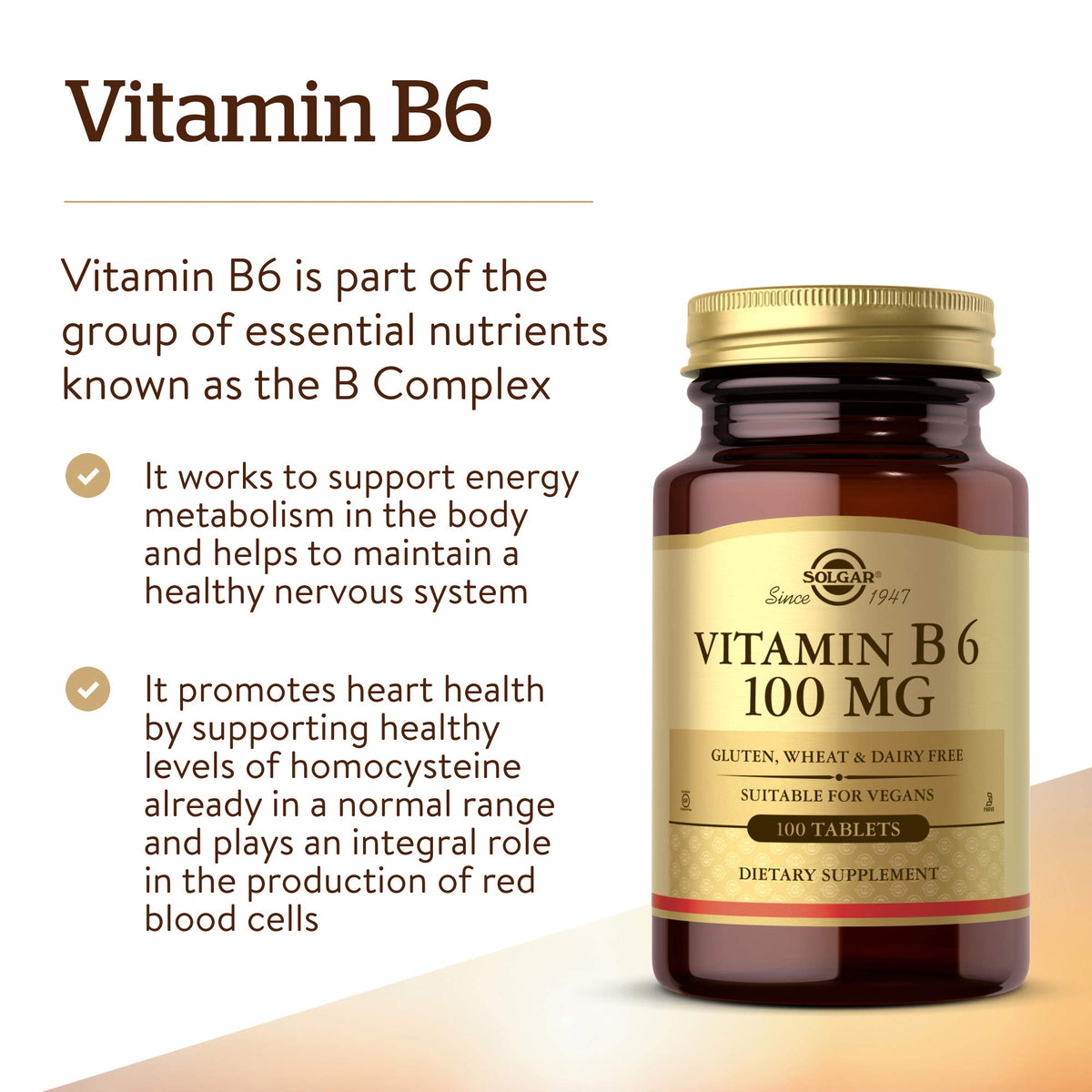 Solgar Vitamin B-6 100mg - 100 Tablets - image 3