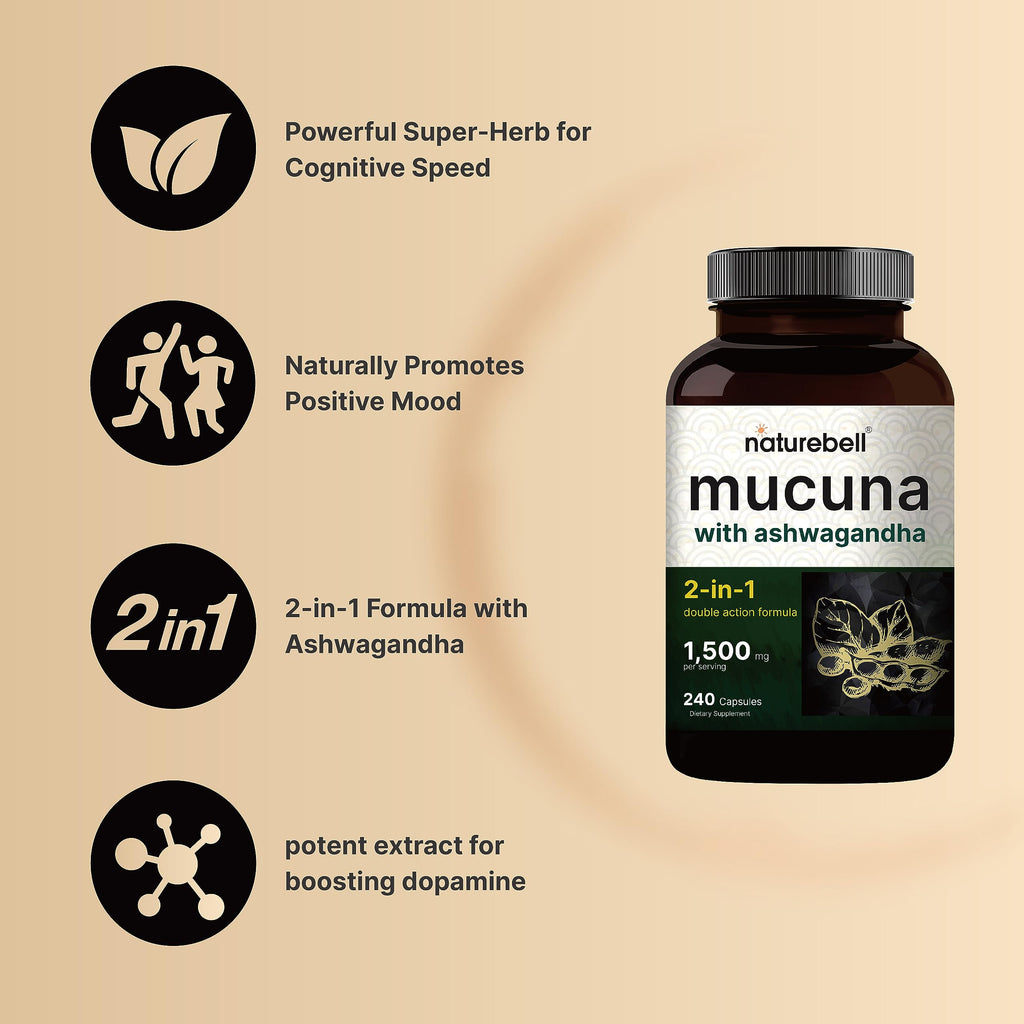 NatureBell Mucuna Pruriens Capsules Triple Strength 1500mg - 240 Capsules - image 5