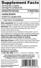 Certified Plus Lactase Enzyme 180 Caplets Generic Lactaid Original