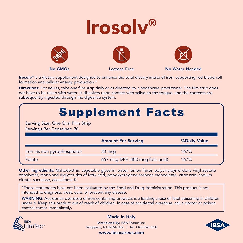 Ibsa Irosolv Iron Supplement with Folic Acid - 30 Films - image 5