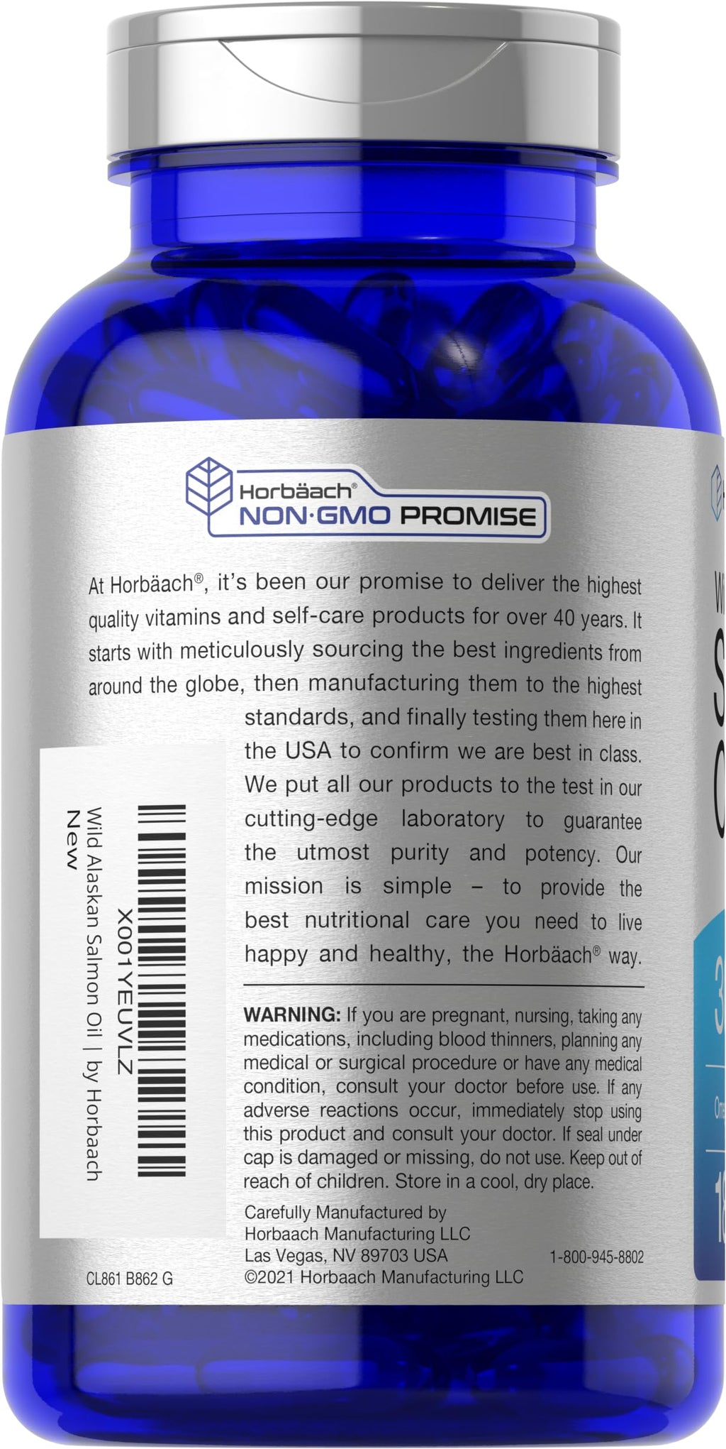 Horbäach Wild Alaskan Salmon Fish Oil 3000mg - 180 Softgels - image 3