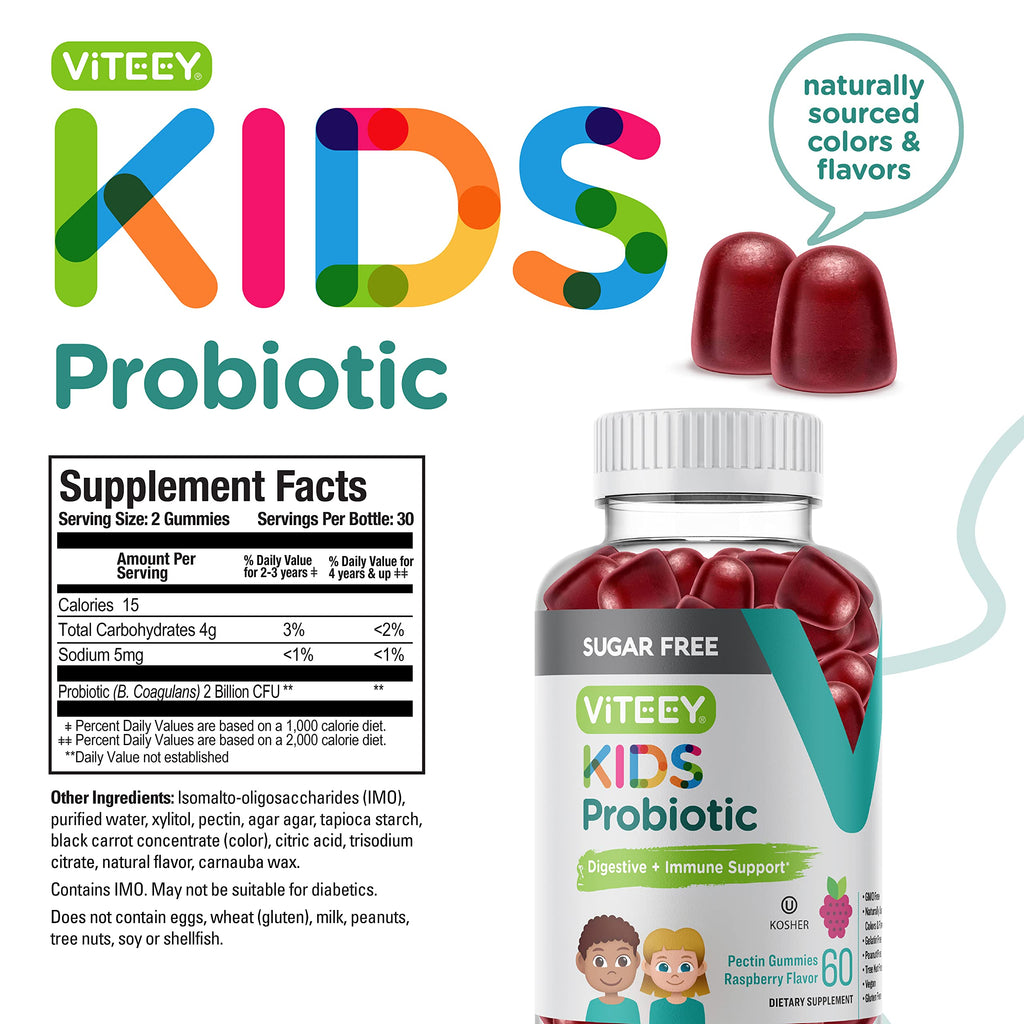 Viteey Probiotic Gummies for Kids 2 Billion CFU - 60 Gummies - image 4