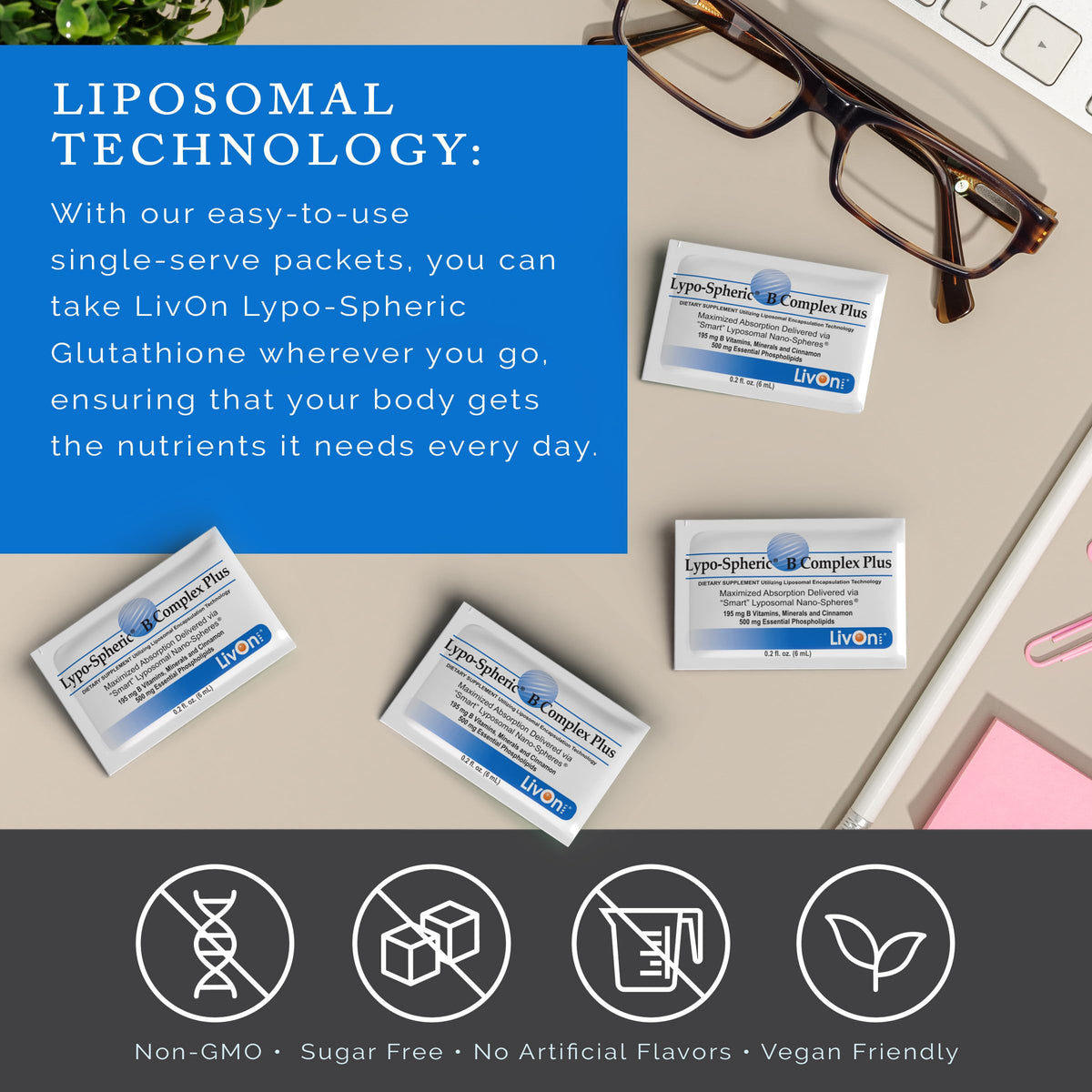 LivOn Laboratories Lypo-Spheric B Complex Plus - 60 Packets - image 7