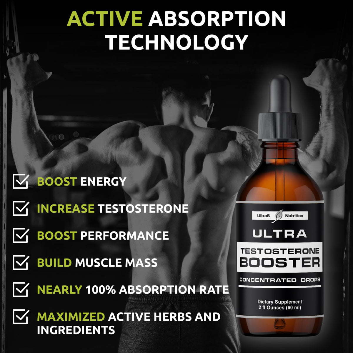 Ultra6 Nutrition Testosterone Booster Liquid Drops - 2 Fl Oz - image 4