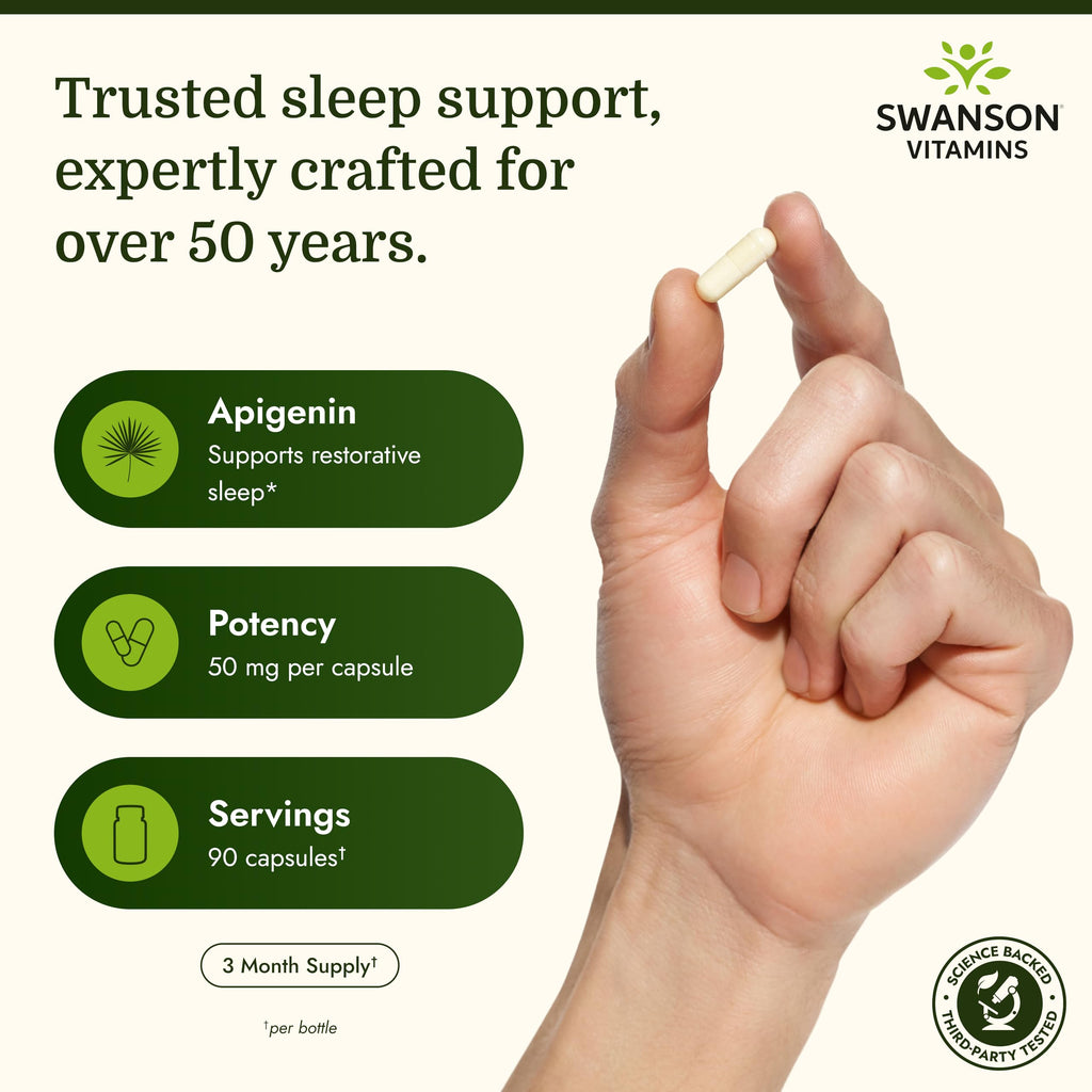 Swanson Apigenin Supplement for Sleep Support, 50 mg