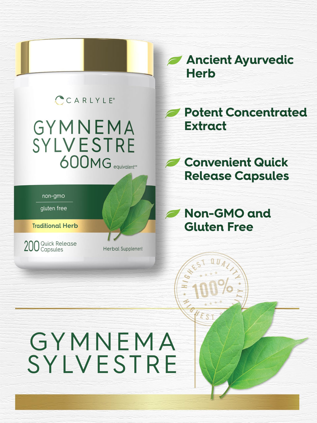 Carlyle Gymnema Sylvestre Capsules - 200 Count - image 4