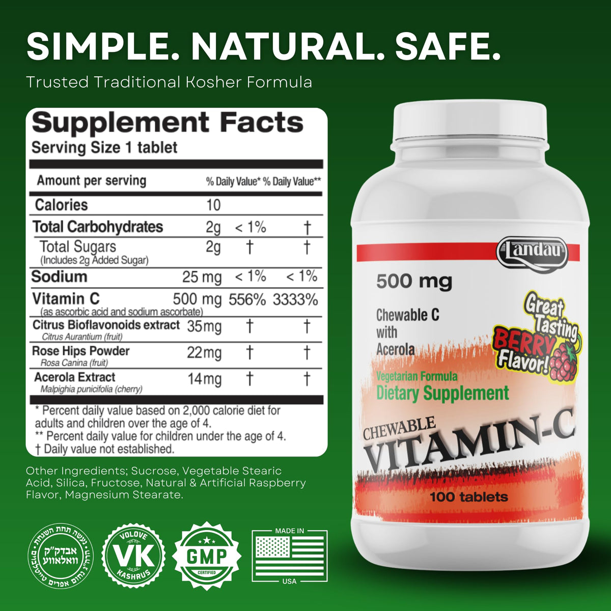 Landau Vitamin C 500mg Chewable Tablets - 100 Tablets - image 6